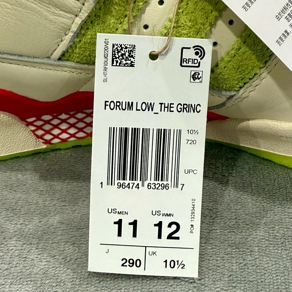 Adidas Dr. Seuss x Forum Low The Grinch - Cream White Size 11 New Christmas